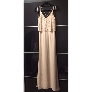 Adrianna Papell Blush Pink Beaded Gown